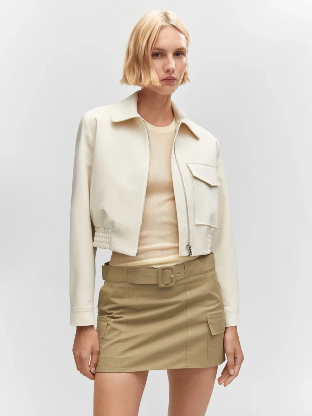 Mango Cargo Mini-Skirt With Belt - Picture 2 of 14